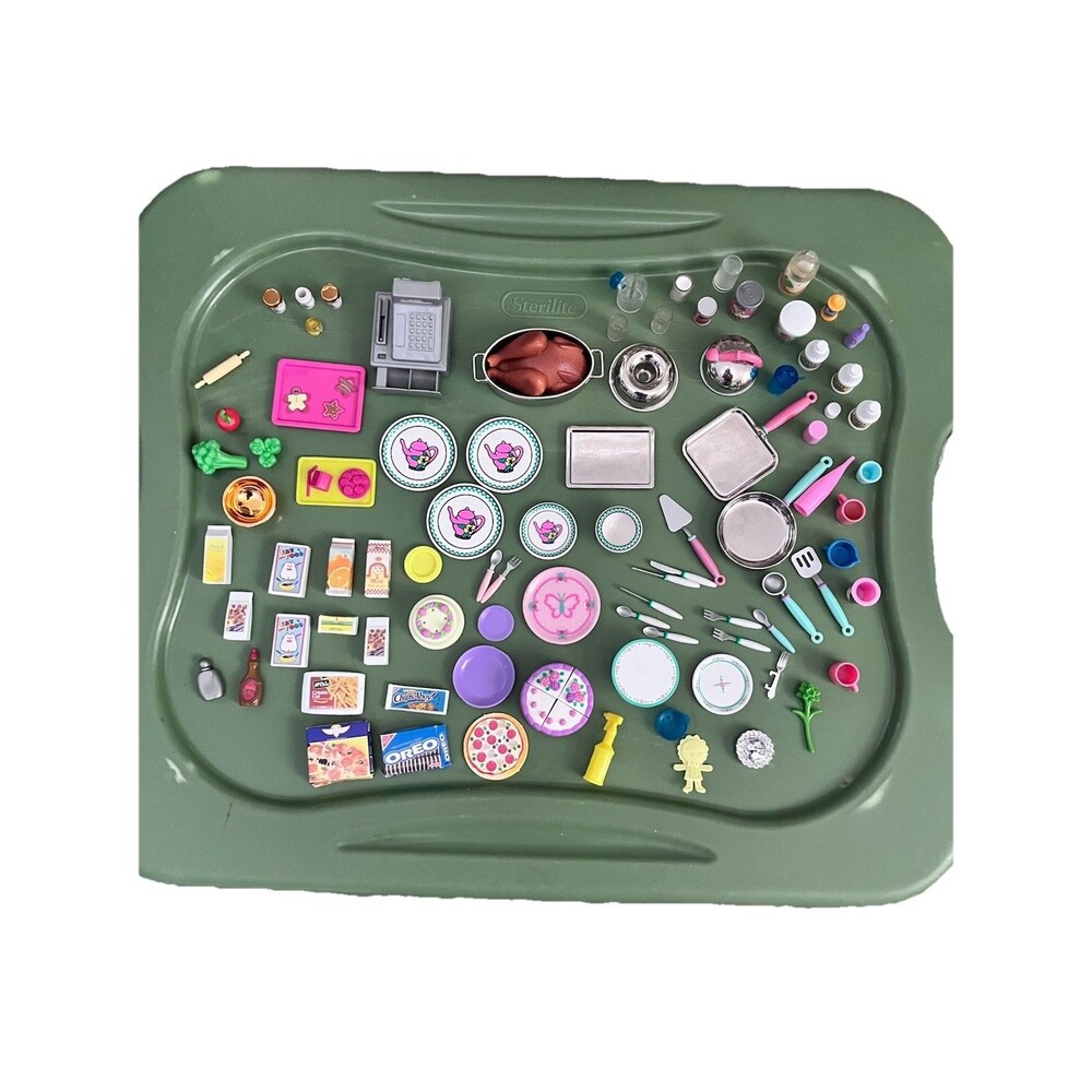 1996 Tyco Kitchen Littles Barbie Dollhouse Size Food Accessories Lot 92 Pieces - Picture 1 of 10